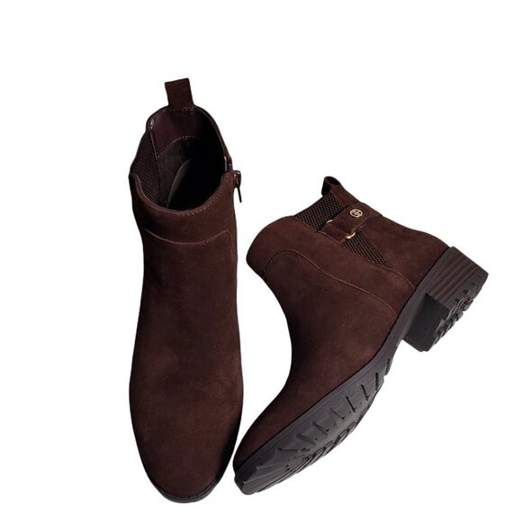 Giani Bernini Womens Brown Leather Slip On Almond Toe Booties Ankle Boots Sz 6M - Picture 3 of 9